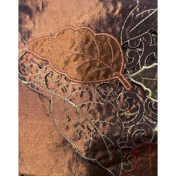Table Runner 13"x70" Bronze Polyester Shimmer Ridge Fall Leaves Pattern NEW 2014 - Picture 1 of 5